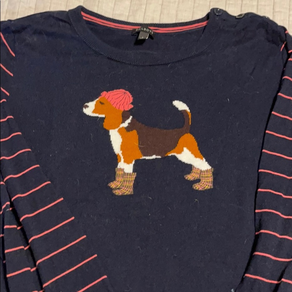 Sweater navy with pinkish striped sleeves